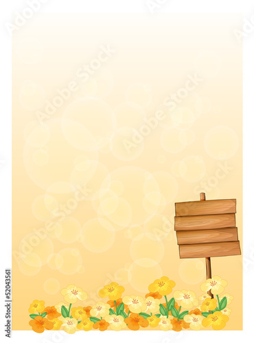 A special paper with an empty wooden signboard
