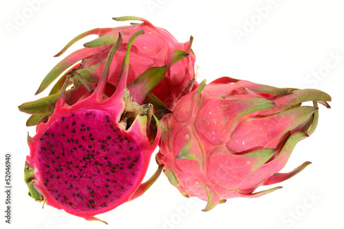 Red Dragon Fruits Isolated On White Background