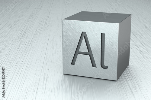 Aluminum cube with Al mark