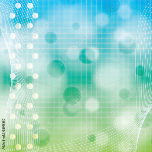 Molecule blue green background