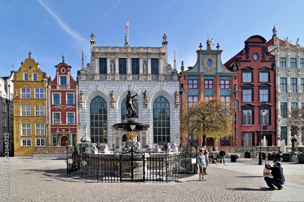 Obraz premium Neptune Fountain in Gdansk, Poland