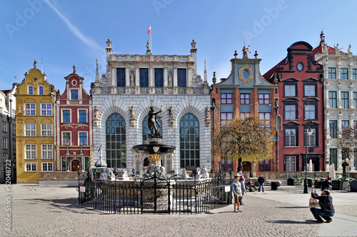 Neptune Fountain in Gdansk, Poland Fototapet