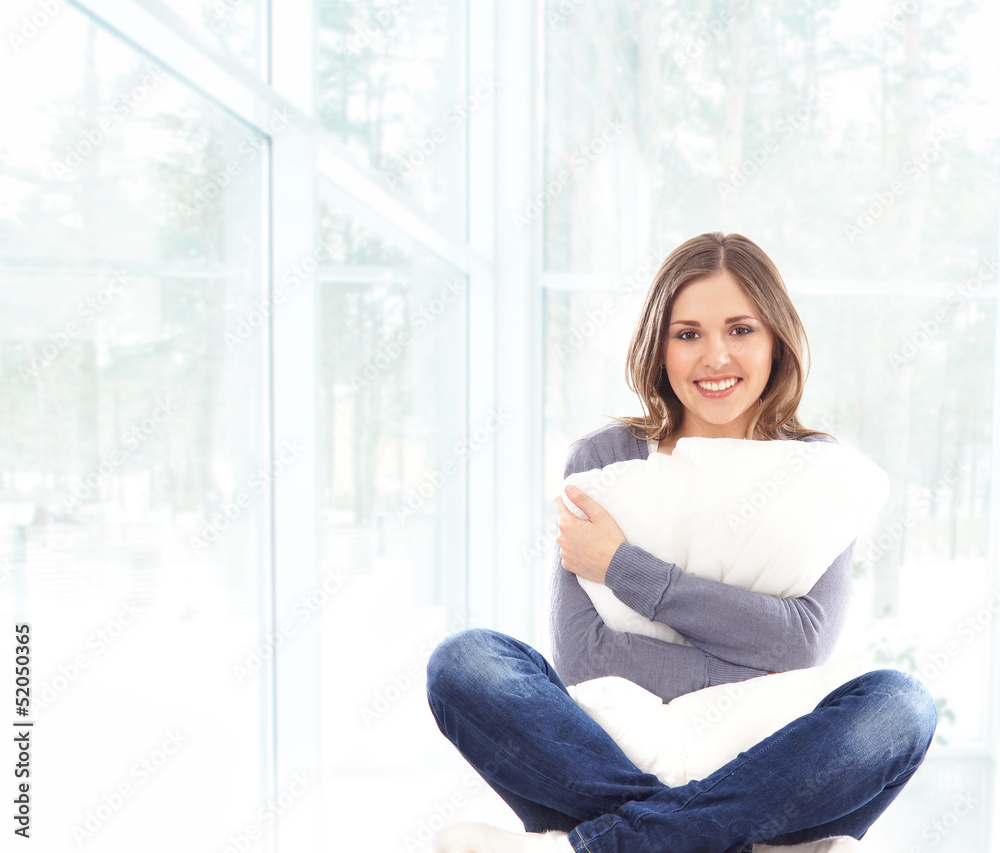Young and beautiful woman on the sofa Young and beautiful woman on the sofa