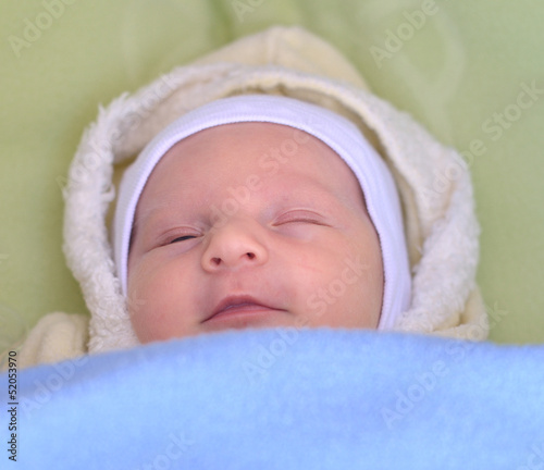 Sweet newborn baby sleeping.