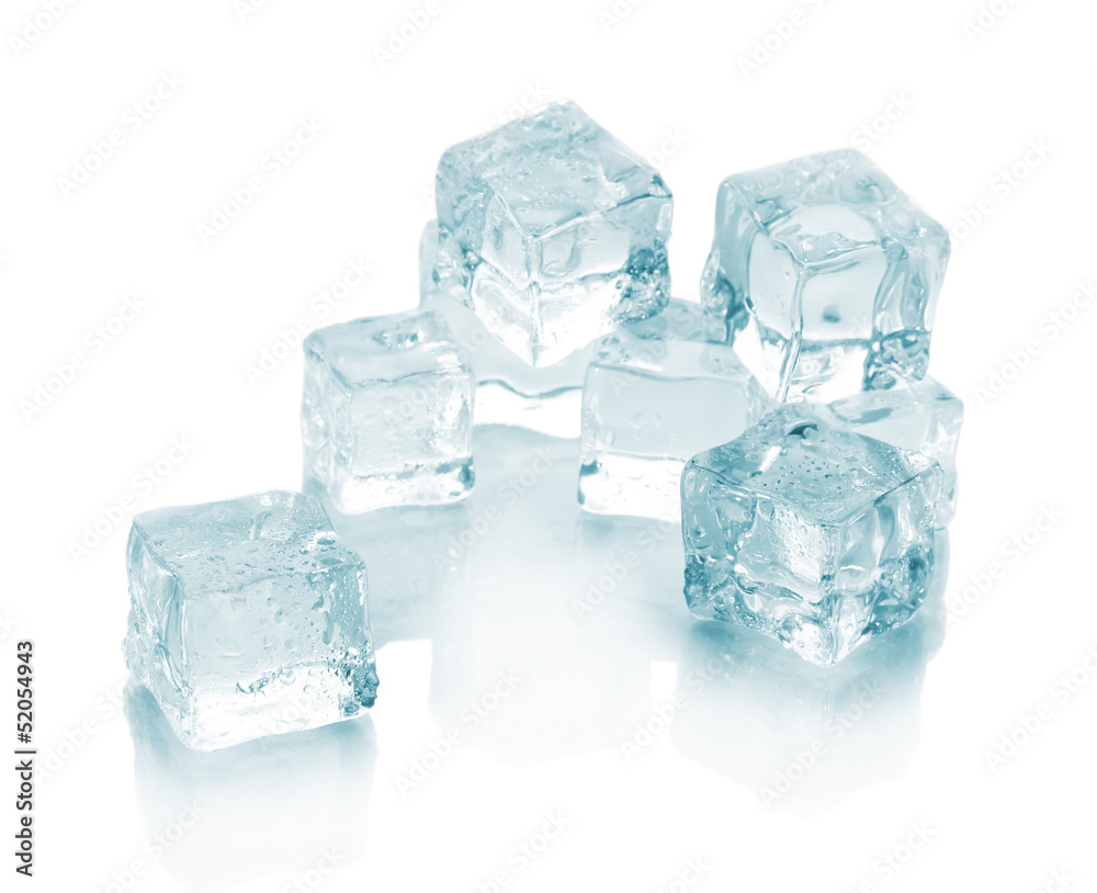 Ice cubes on white background