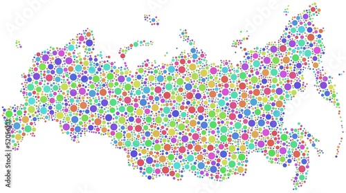 Map of Russia in a mosaic of harlequin bubbles