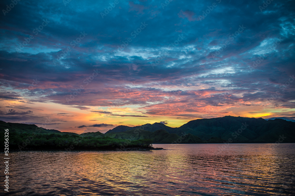 The sunset in the Flores Sea