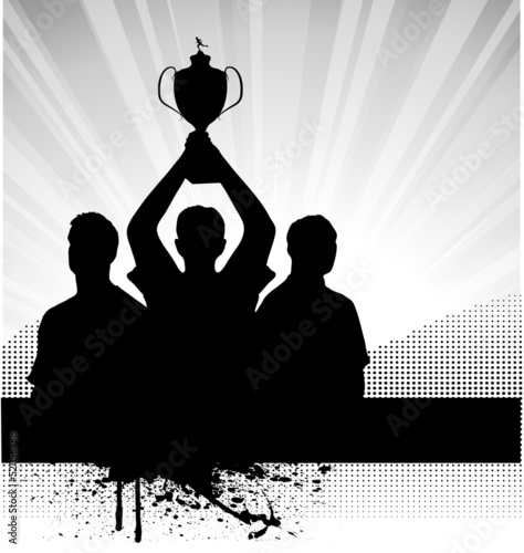 champions with the prize on grunge background
