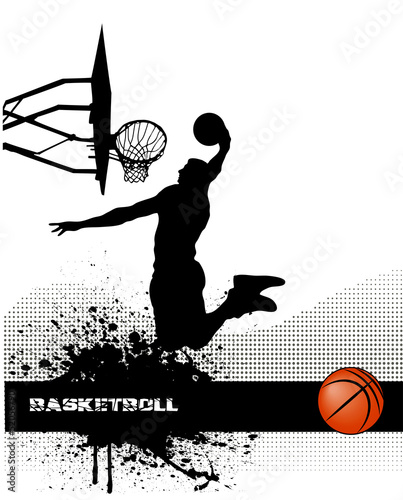 basketball match on grunge background