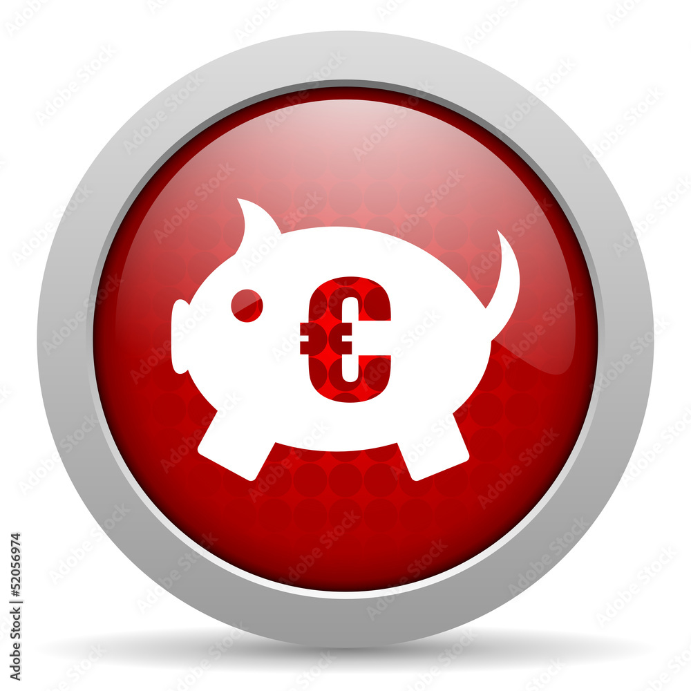 piggy bank red circle web glossy icon