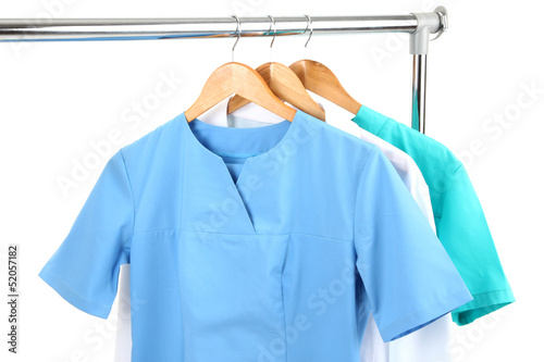 Medical clothing on hunger isolated on white
