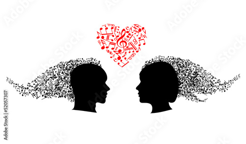 People heads with musical notes