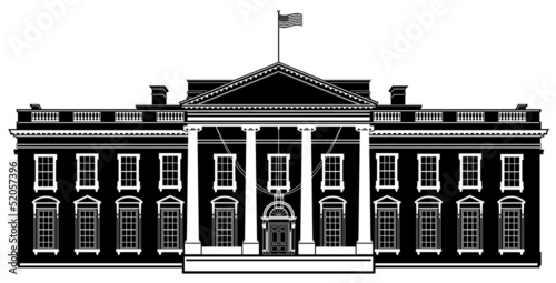 White House Washington DC Black Vector Illustration