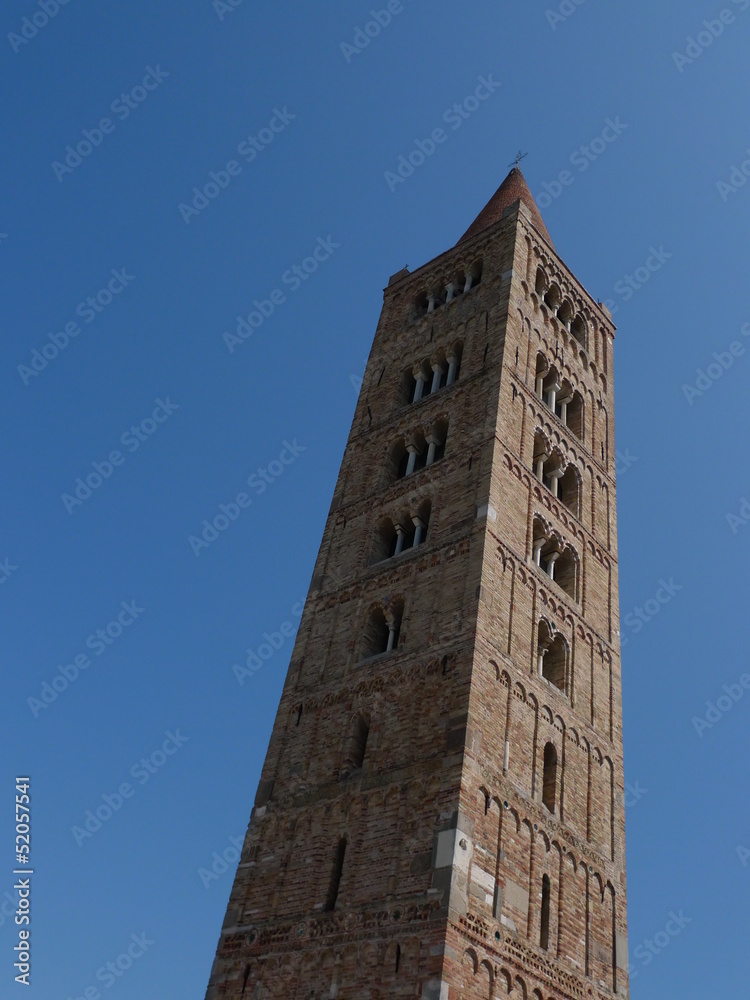 bell tower at pomposa abbey, italy 