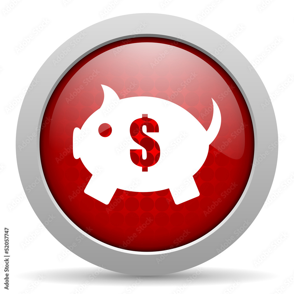 piggy bank red circle web glossy icon piggy bank red circle web glossy icon