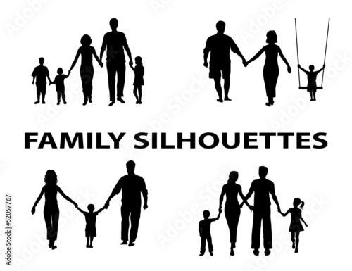 silhouette of family group