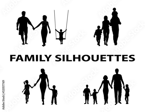 silhouette of family group