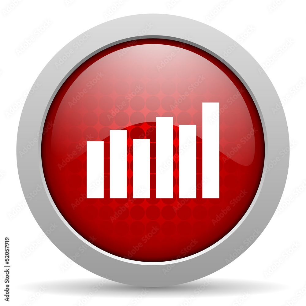 bar graph red circle web glossy icon bar graph red circle web glossy icon
