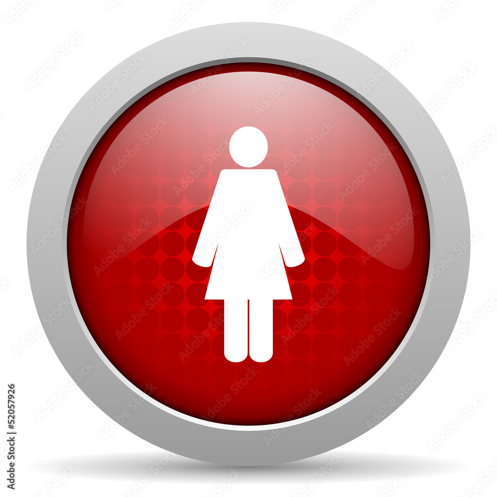 woman red circle web glossy icon woman red circle web glossy icon