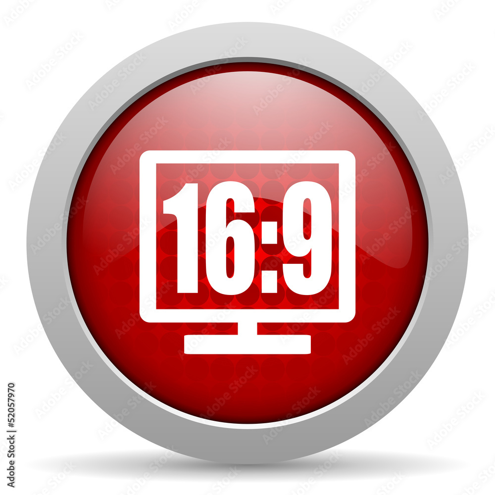 16 9 display red circle web glossy icon 16 9 display red circle web glossy icon