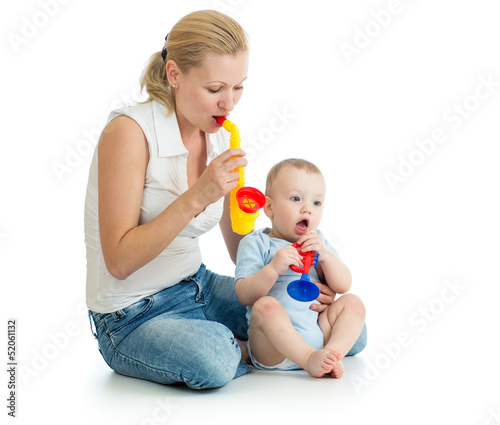 Mother and baby boy having ...