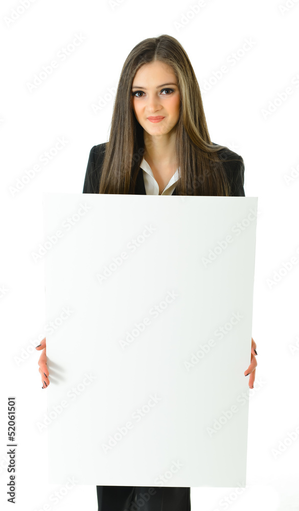Business Woman Blank White Board Business Woman Blank White Board