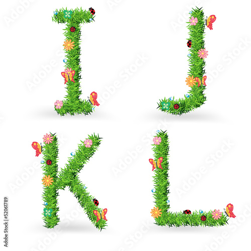  Vector grass font creative ecological concept  