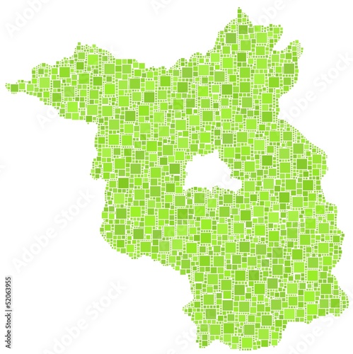 Map of Brandenburg - German - in a mosaic of green squares