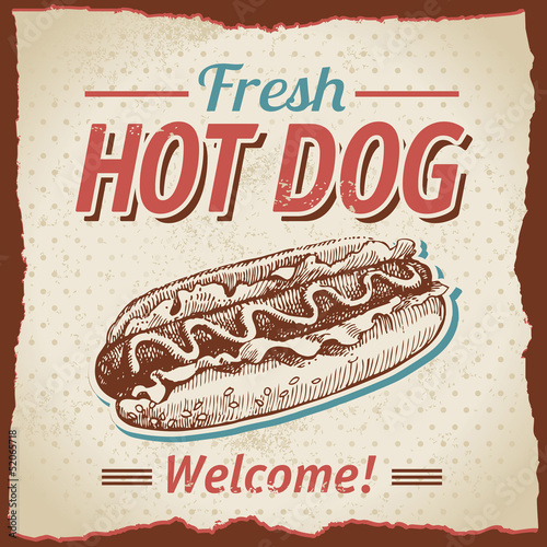 Vintage hot dogs background