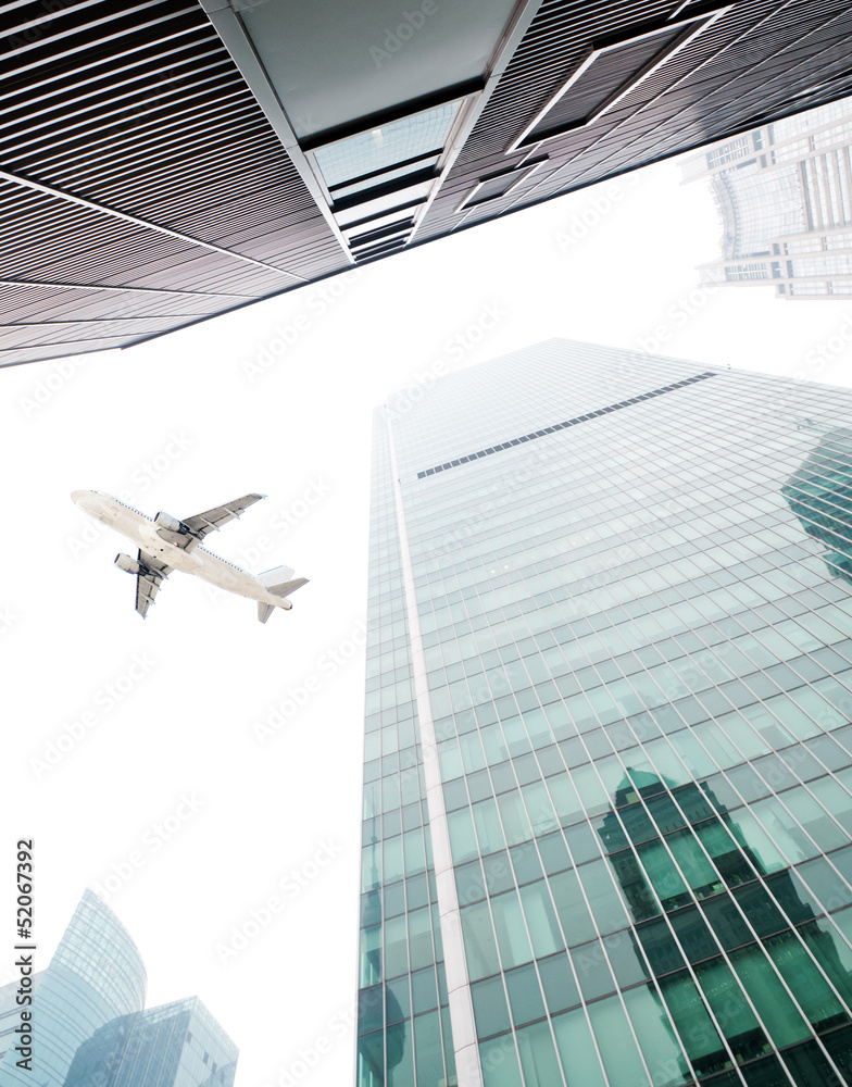 the airplane with the city