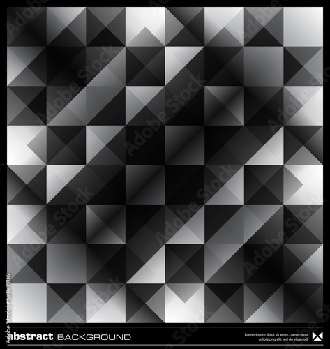 Abstract black and white triangles background. Vector.