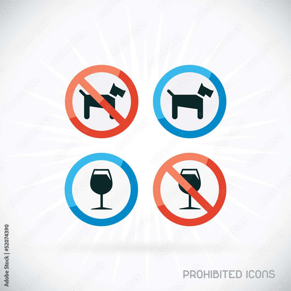 Prohibited Icons Illustration, Sign, Symbol, Button, Badge Prohibited Icons Illustration, Sign, Symbol, Button, Badge