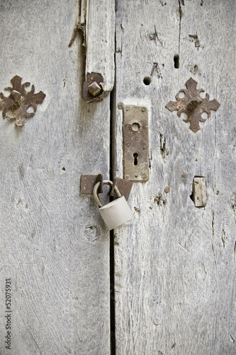 Wooden door with lock