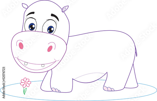hippopotamus, river-horse, behemoth. cartoon. coloring