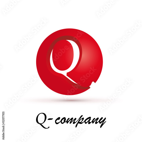 Vector Logo spherical letter Q 3d
