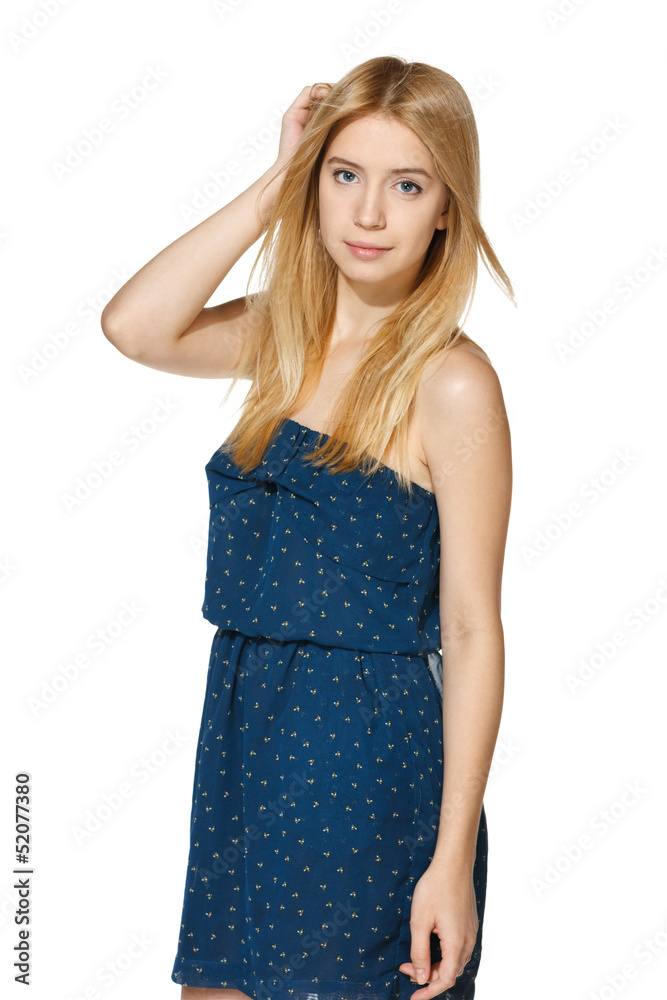 Teenage girl with hair lightly fluttering on the wind Teenage girl with hair lightly fluttering on the wind