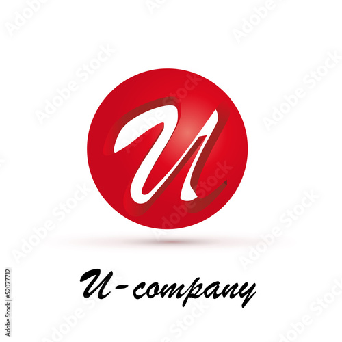 Vector Logo spherical letter U 3d