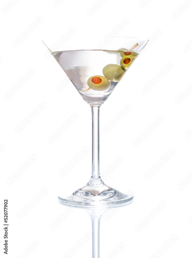 Martini mixed drink with olive