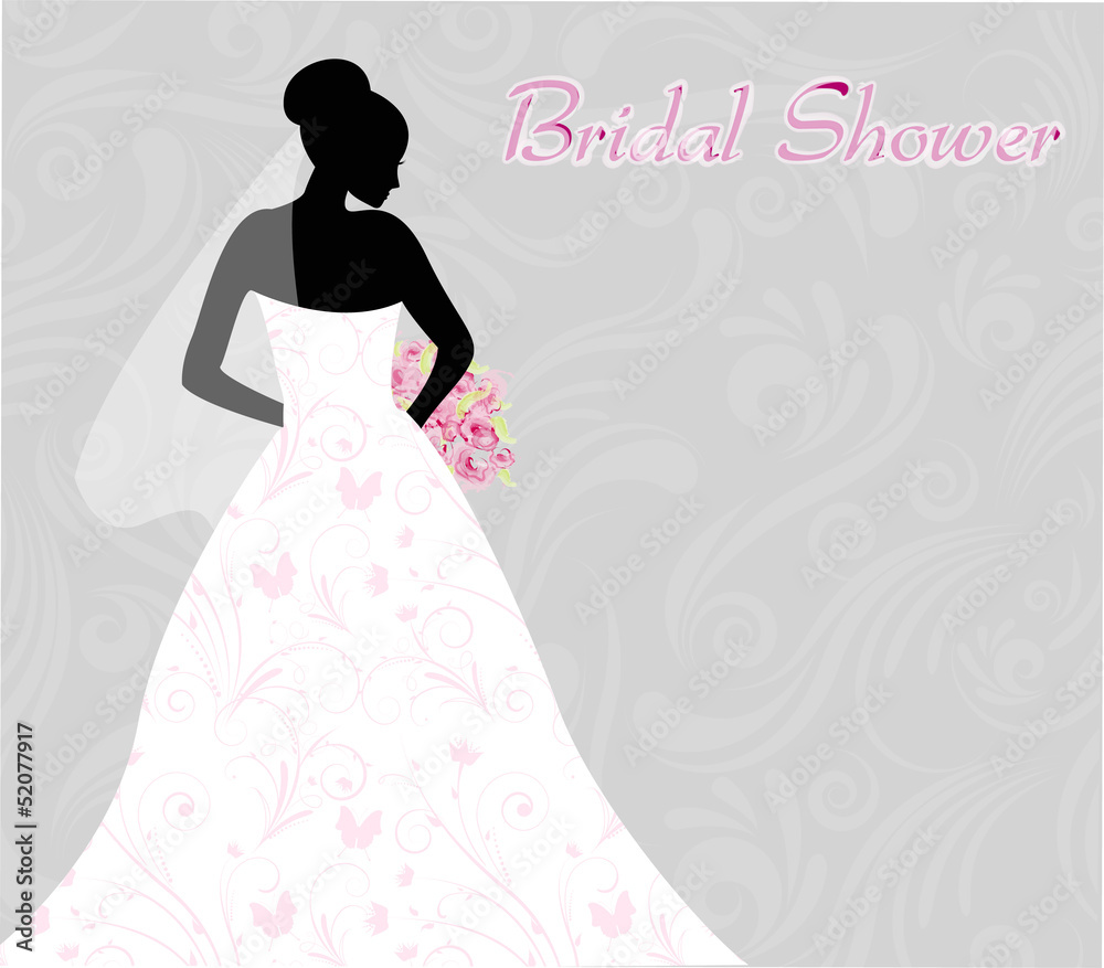 Bridal shower invitation with bride's silhouette Bridal shower invitation with bride's silhouette