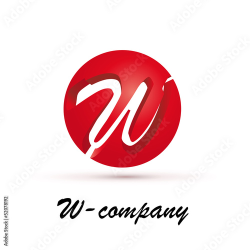 Vector Logo spherical letter W 3d