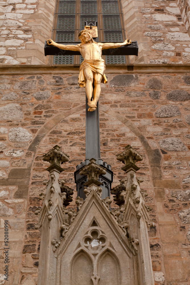 Gold christ statue of Cathedral,Brno