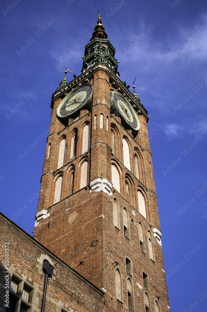 Fototapeta premium Medieval clock tower.
