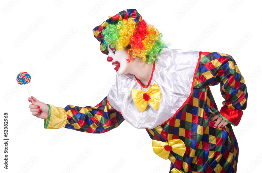 Funny clown isolated on the white Funny clown isolated on the white