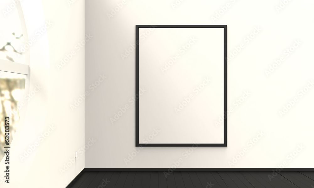 A blank canvas hanging in a beautiful modern interior. A blank canvas hanging in a beautiful modern interior.