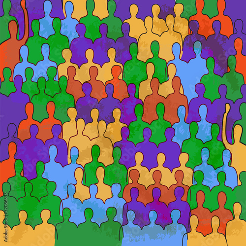 retro poster with color people