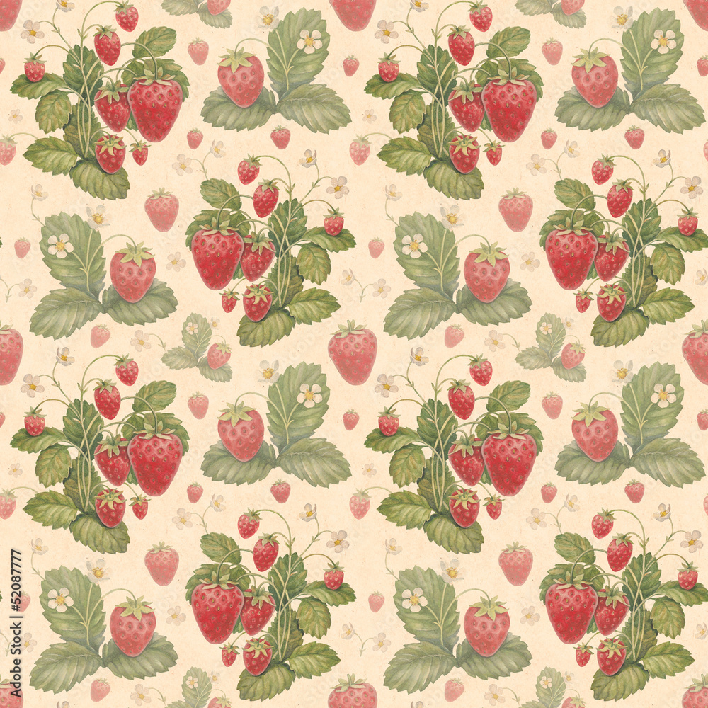 Naklejka premium Watercolor strawberry pattern
