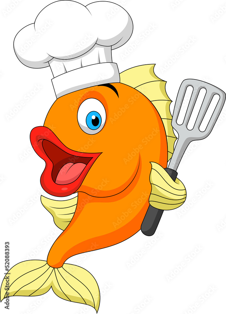 Fototapeta premium Fish chef cartoon