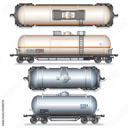 Isolated Railroad Oil Tanks. Illustration