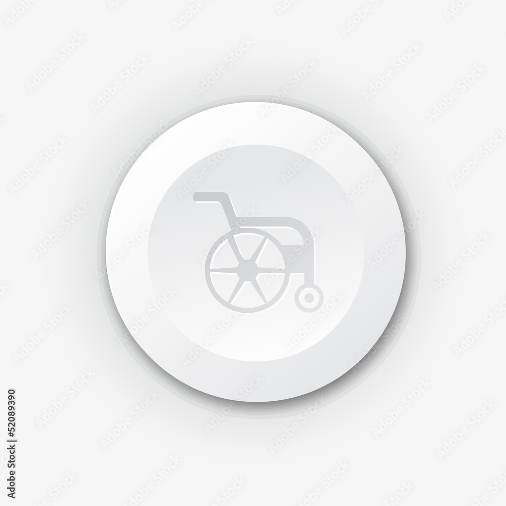 White plastic button with wheelchair White plastic button with wheelchair