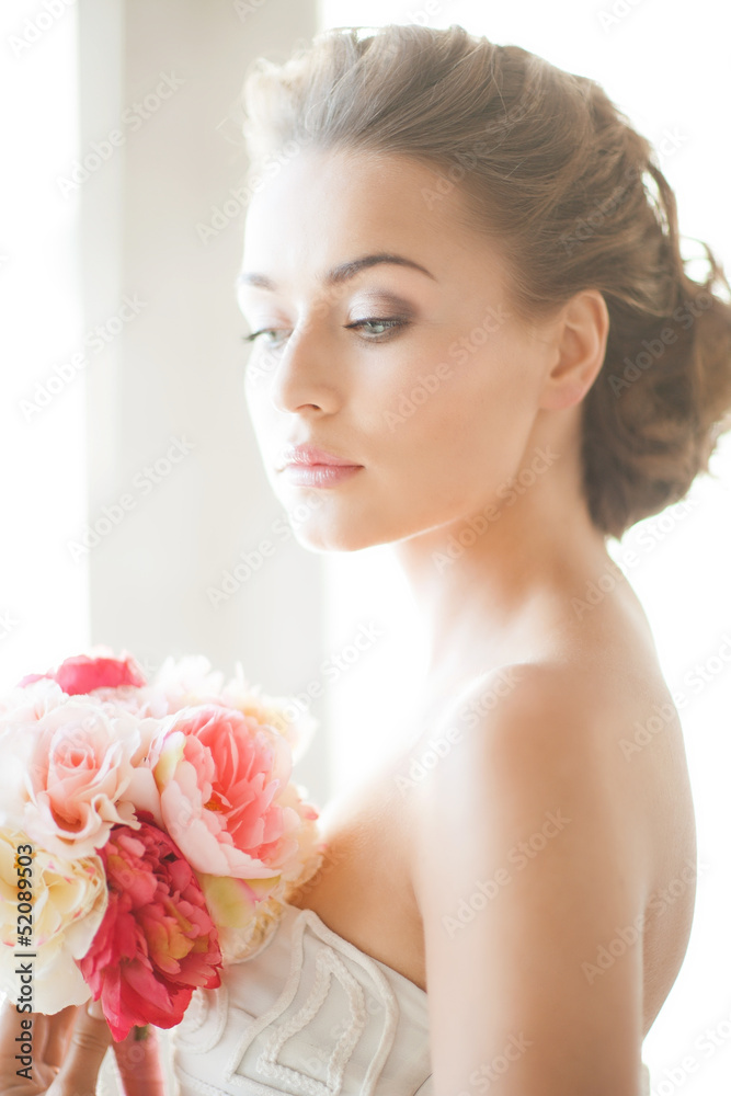 bride with bouquet of flowers bride with bouquet of flowers